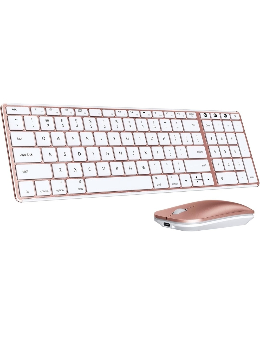 Wireless Rose Gold Keyboard & Mouse Combo - Compact Bluetooth Set